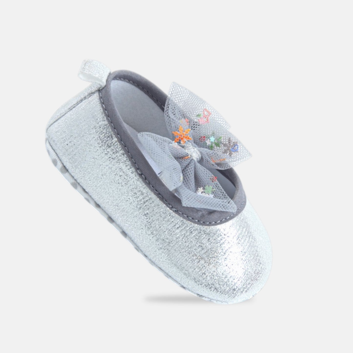 Girl Grey Tulle Bow Pre-Walkers