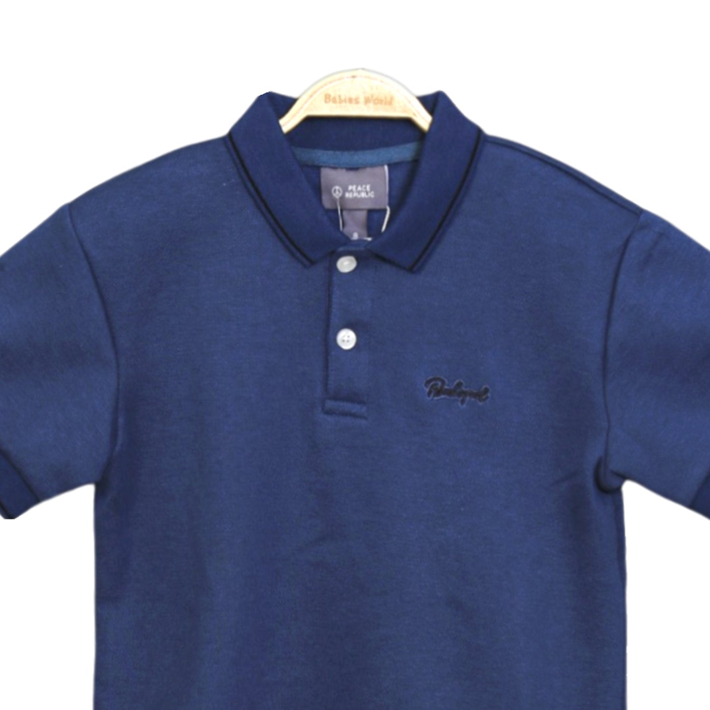NAVY BLUE TEXTURED POLO