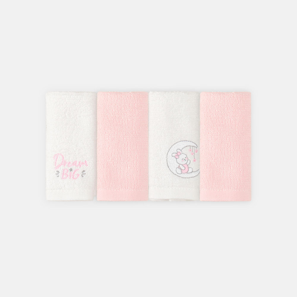 FACE TOWEL PK-4 WHITE SLEEPY BUNNY THEME