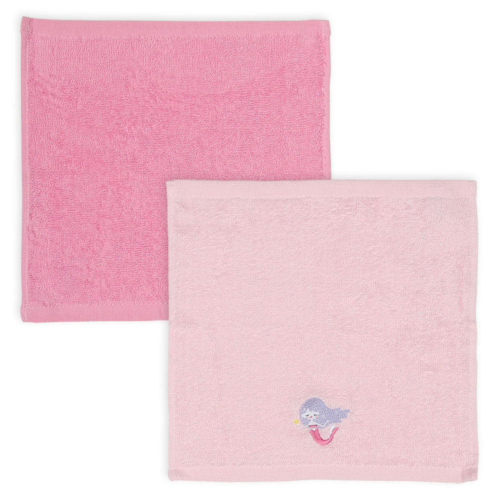 FACE TOWEL PK-4 FIERY ROSE HEARTS & MERMAID
