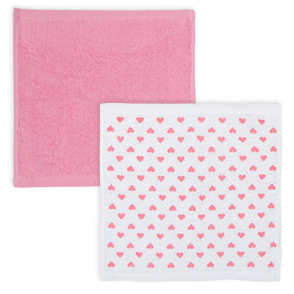 FACE TOWEL PK-4 FIERY ROSE HEARTS & MERMAID