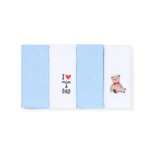 FACE TOWEL PK-4 MULTICOLOR I LOVE MOM & DAD