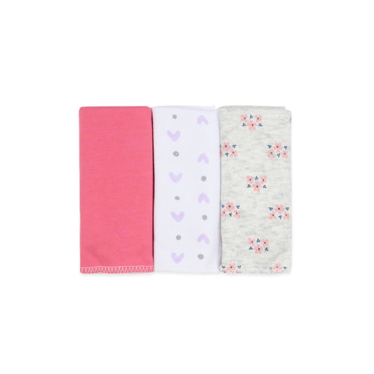 FACE TOWEL PK-3 MULTI-COLOR FLORAL HEARTS