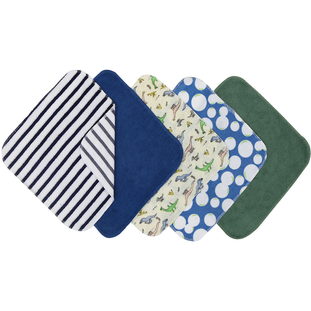 FACE TOWEL PK-10 BLUE DINO