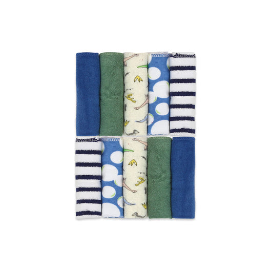 FACE TOWEL PK-10 BLUE DINO
