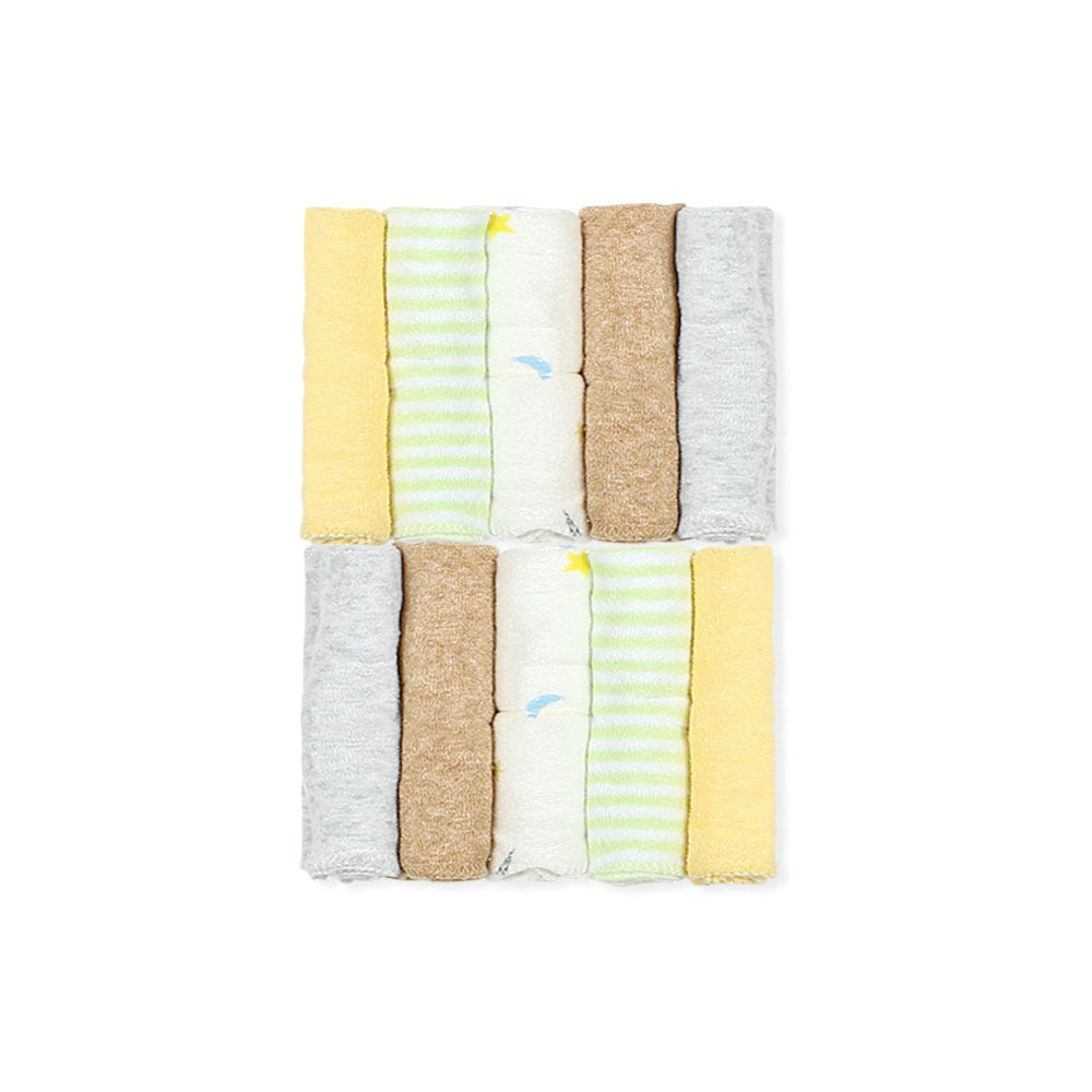 FACE TOWEL PK-10 MULTI-COLOR STRIPES & STARS