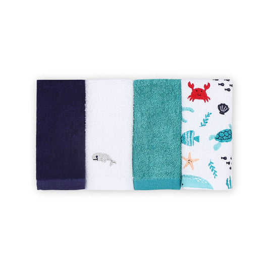 FACETOWEL PK-4 NAVY SEA KINGDOM