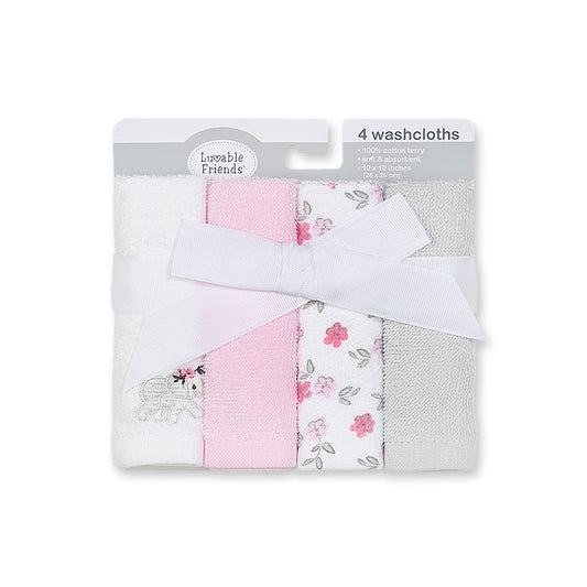 FACETOWEL PK-4 PINK FLORAL PRINCESS ELEPHANT