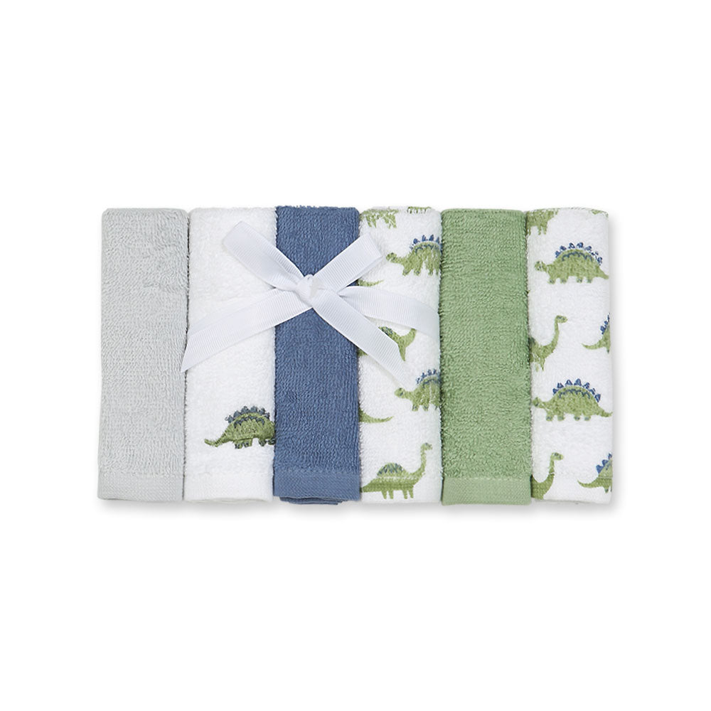 FACETOWEL PK-6 GREEN DINO