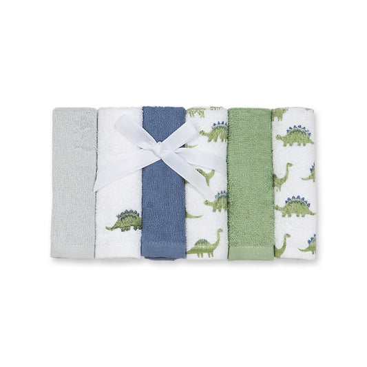 FACETOWEL PK-6 GREEN DINO