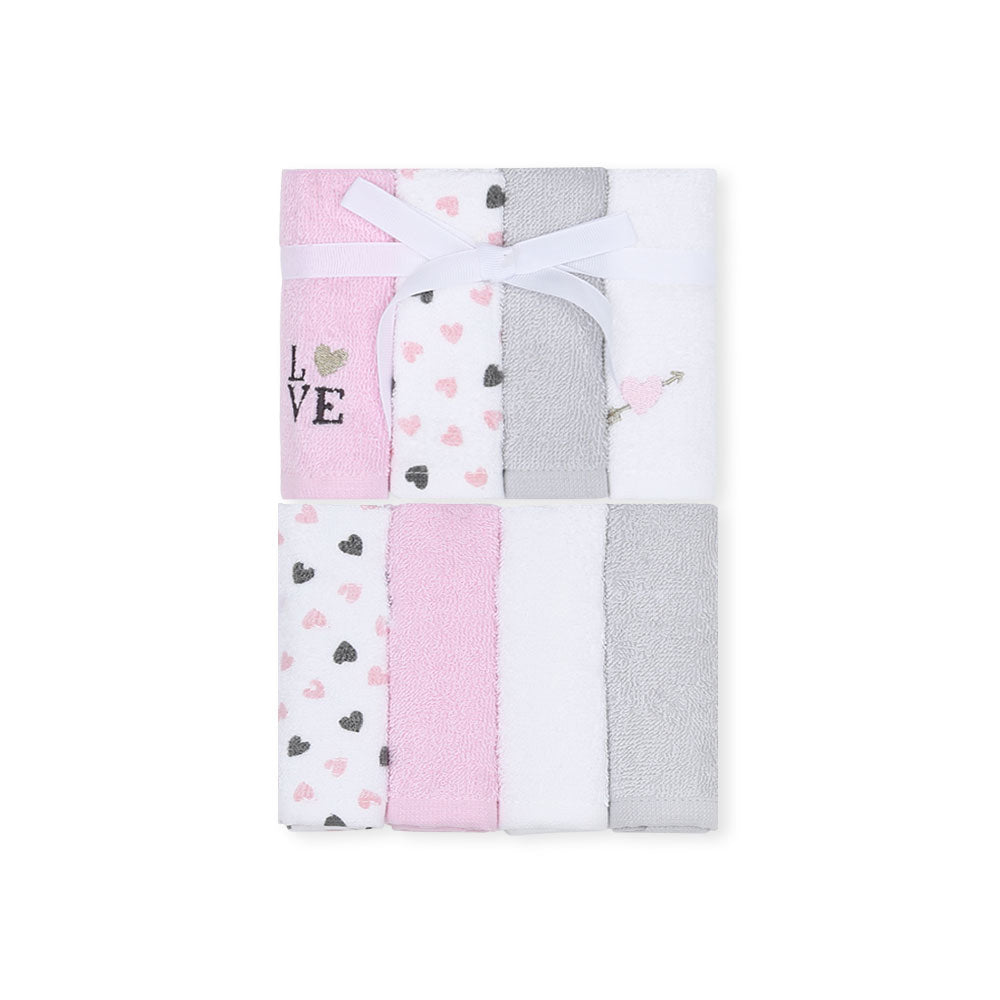FACETOWEL PK-8 PINK HEARTS