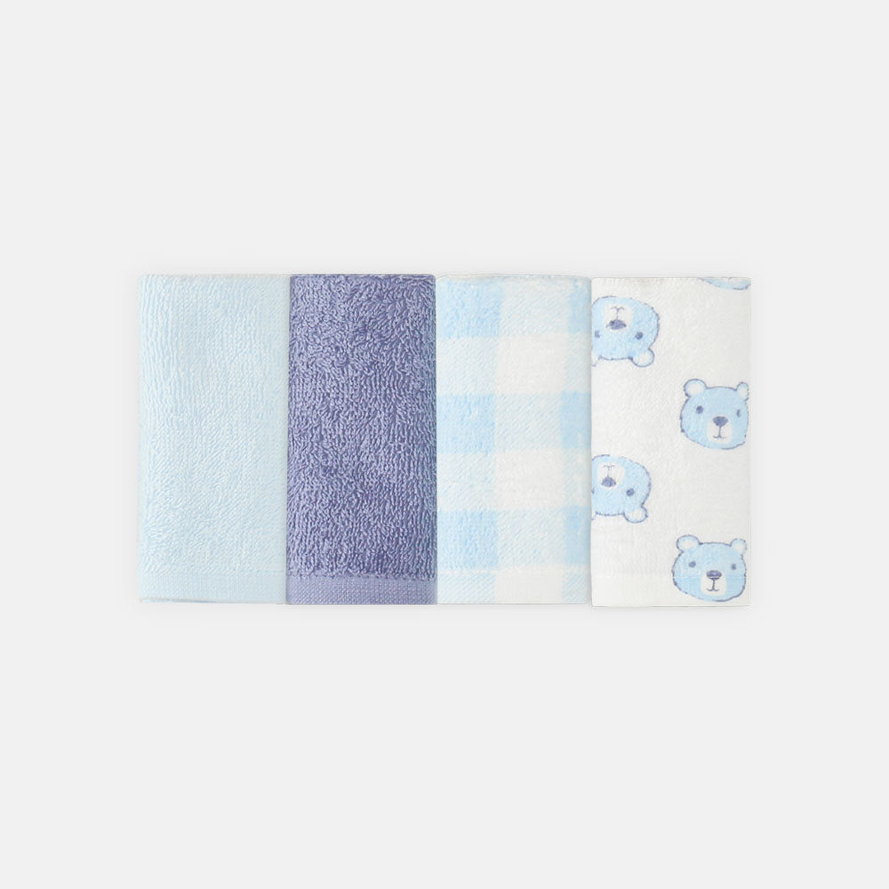 FACE TOWEL PK-4 SKY BLUE BEAR THEME
