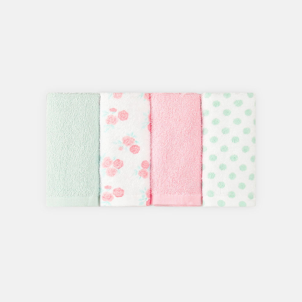 FACE TOWEL PK-4 WHITE FLOWER