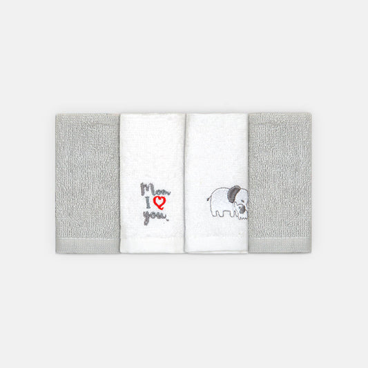FACE TOWEL PK-4 MOM & ELEPHANT THEME