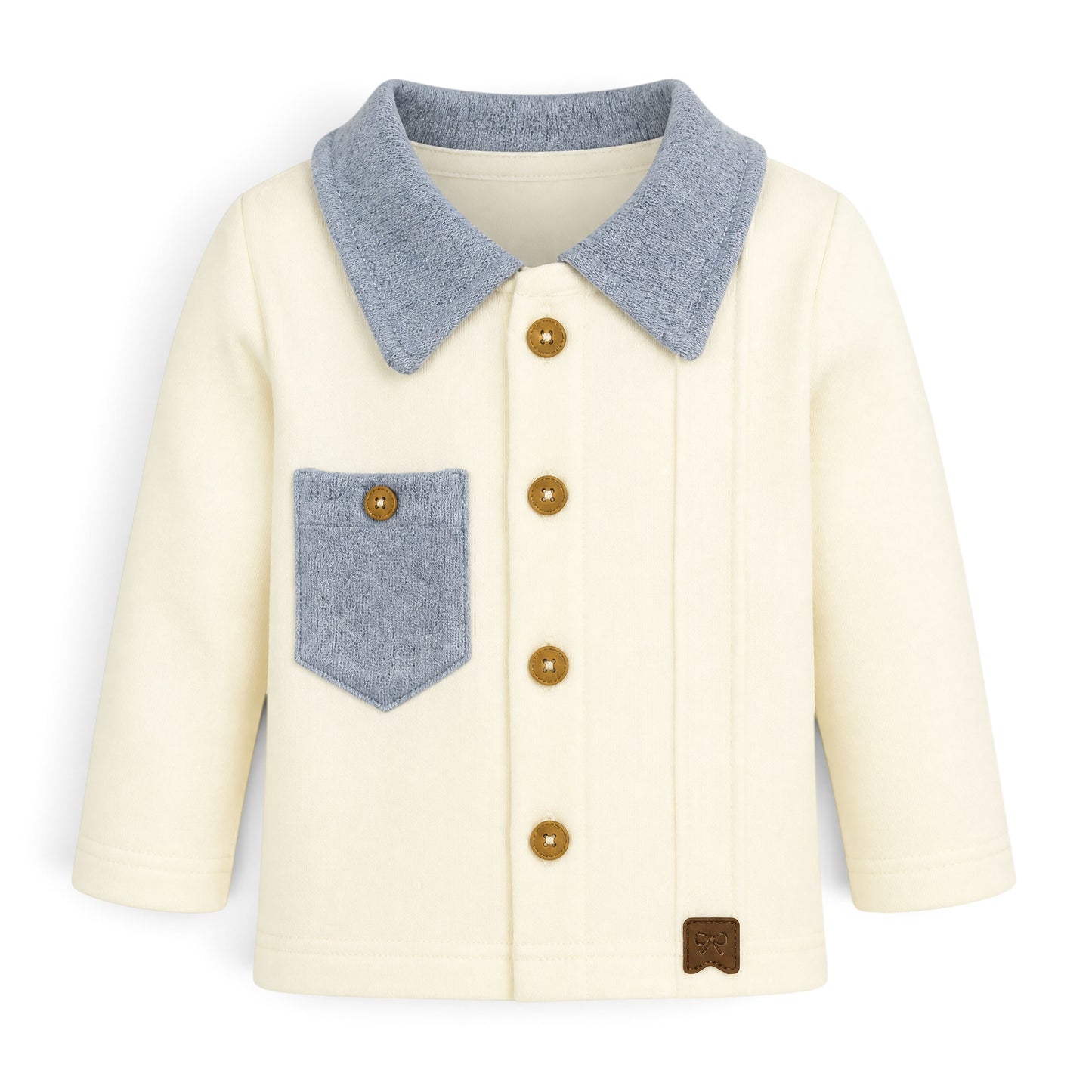 CREAM AND DUSTY BLUE BUTTON-DOWN COLLARED BABY BOY GIFT SET