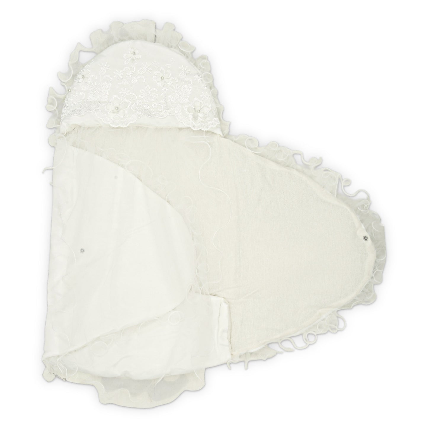 WHITE SILK LACE HOODED CARRY NEST