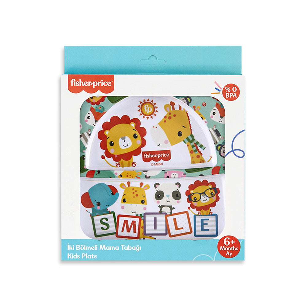 FEEDING PLATE GREEN SMILING ANIMALS