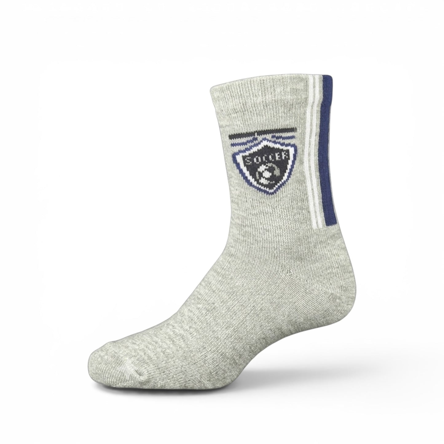 SOCCER THEMED GREY ANKLE BOY SOCKS