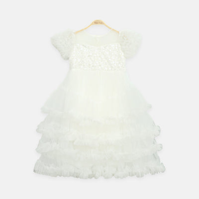 White Sparkling Frock With Veil