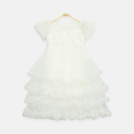 White Sparkling Frock With Veil