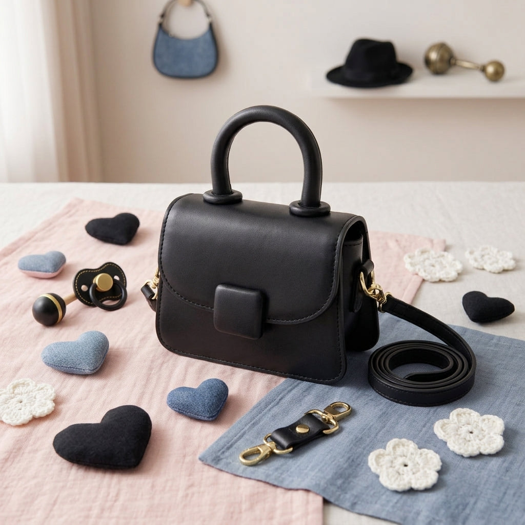 Minimalist Black Top-Handle Mini Bag