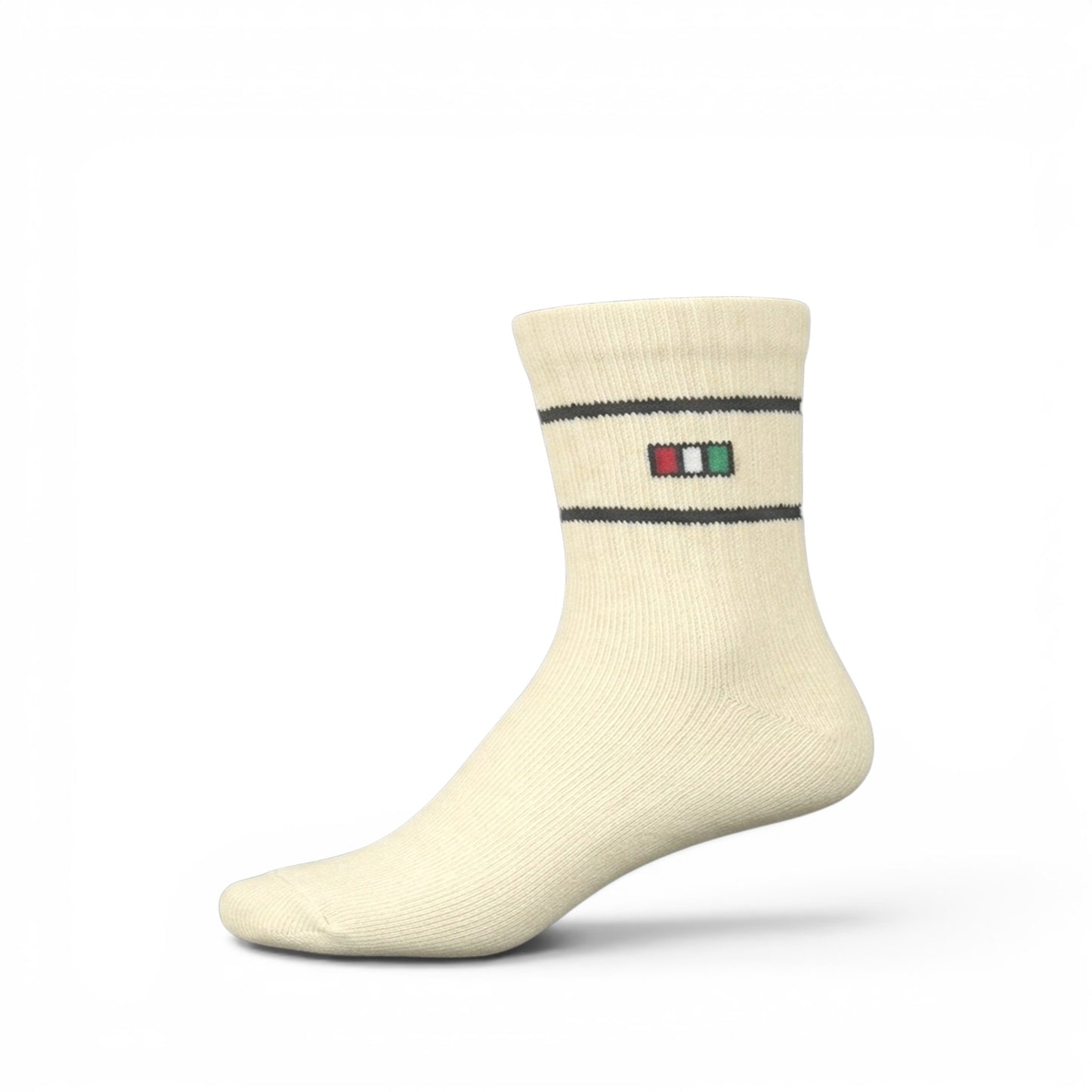 ITALIAN FLAG TRIM WHITE ANKLE BOY SOCKS PK-2
