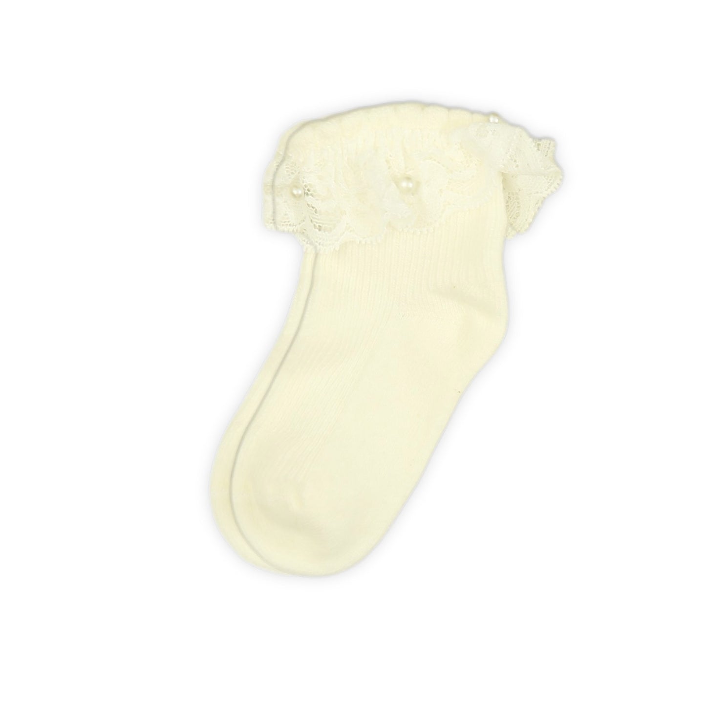 WHITE RUFFLE ANKLE GIRL SOCKS PK-2