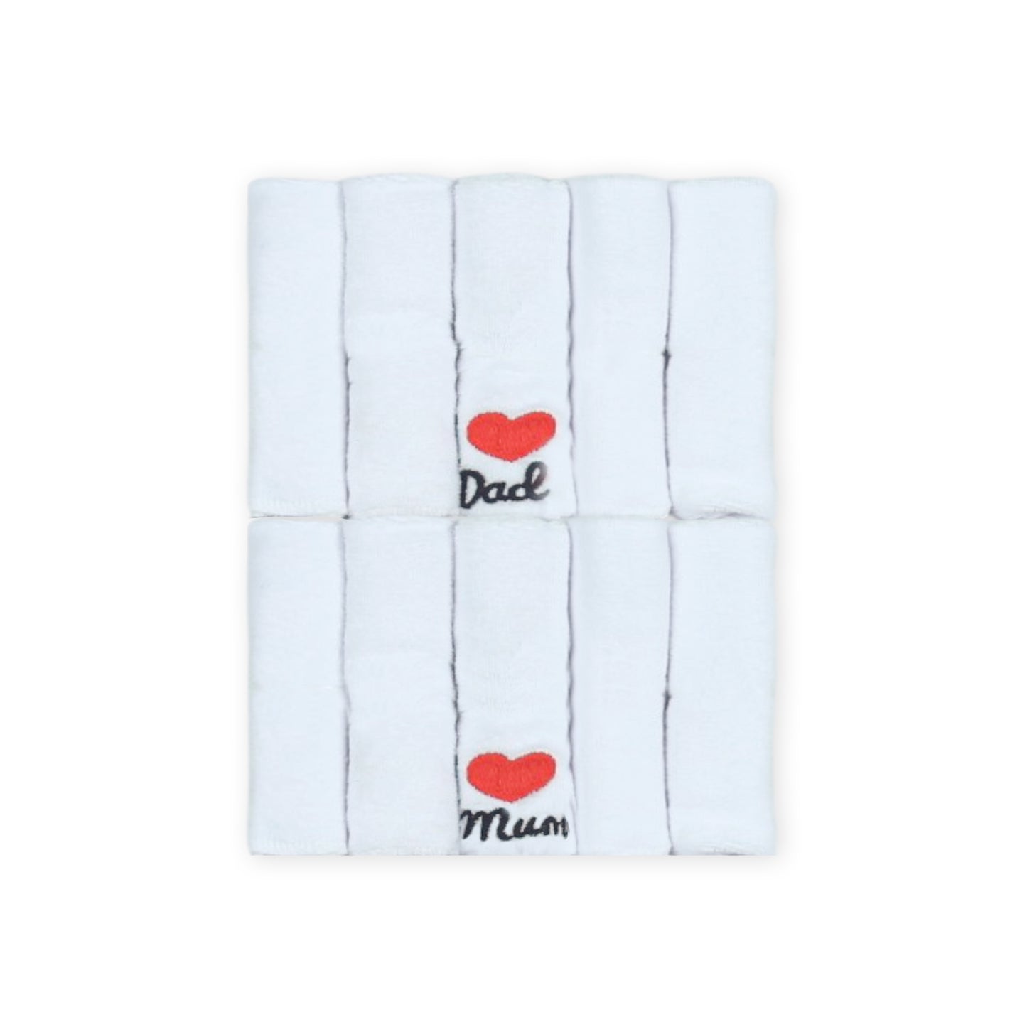 FACE TOWEL PK-10 LOVE MOM & DAD