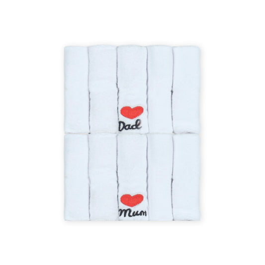 FACE TOWEL PK-10 LOVE MOM & DAD
