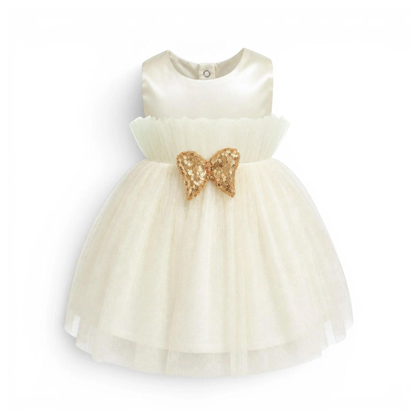 WHITE GOLDEN BOW BABY GIRL FANCY FROCK GIFT SET