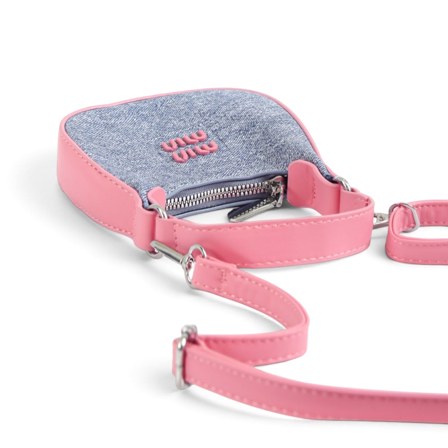 Playful Pink And Denim Mini Shoulder Bag