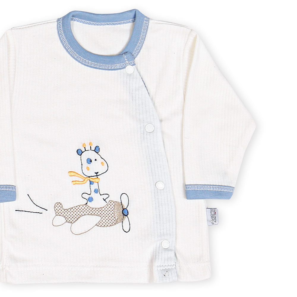 BABY BOY GIFT SET STONE BLUE GIRAFFE & HELICOPTER