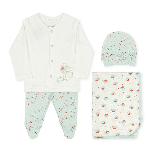 BABY GIRL GIFT SET GREEN HELLO PRINCESS