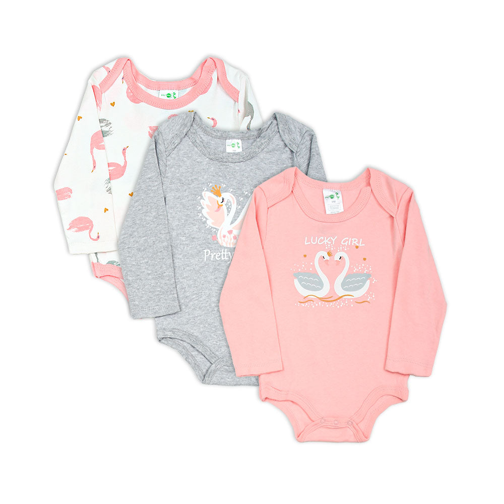 GIRL BODY SUIT PK-3 FULL SLEEVE LUCKY GIRL