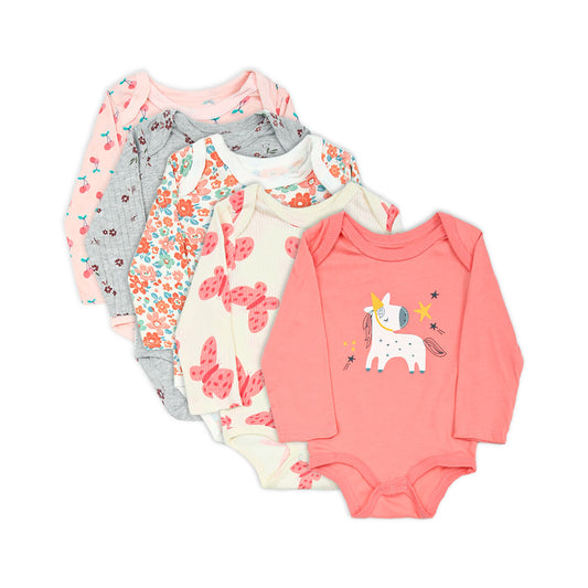 GIRL BODY SUIT PK-5 FULL SLEEVE MULTI