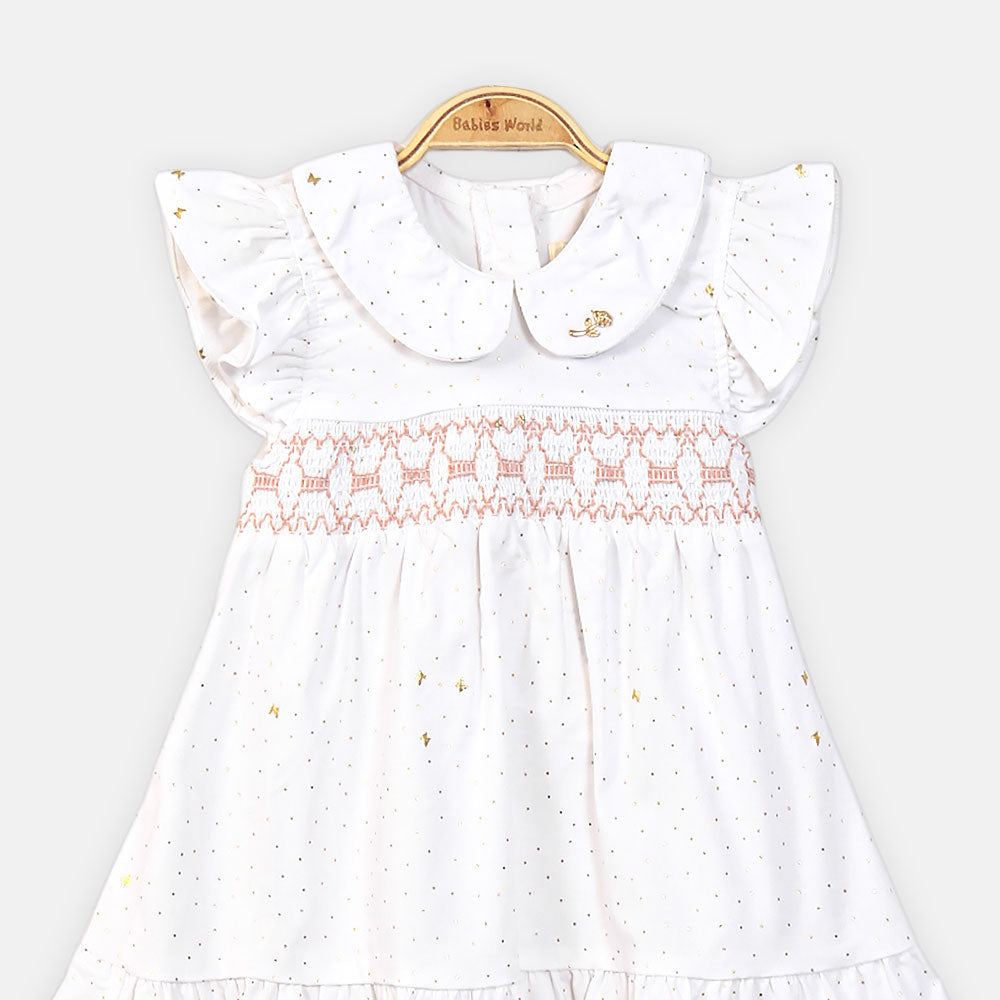 GIRL FROCK WHITE COTTON JERSEY