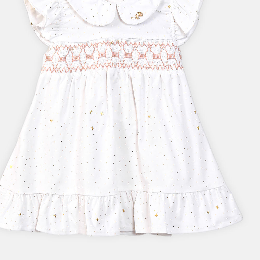 GIRL FROCK WHITE COTTON JERSEY