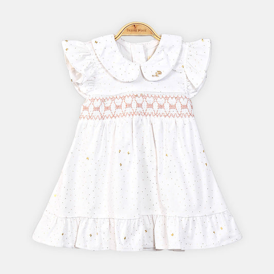 GIRL FROCK WHITE COTTON JERSEY