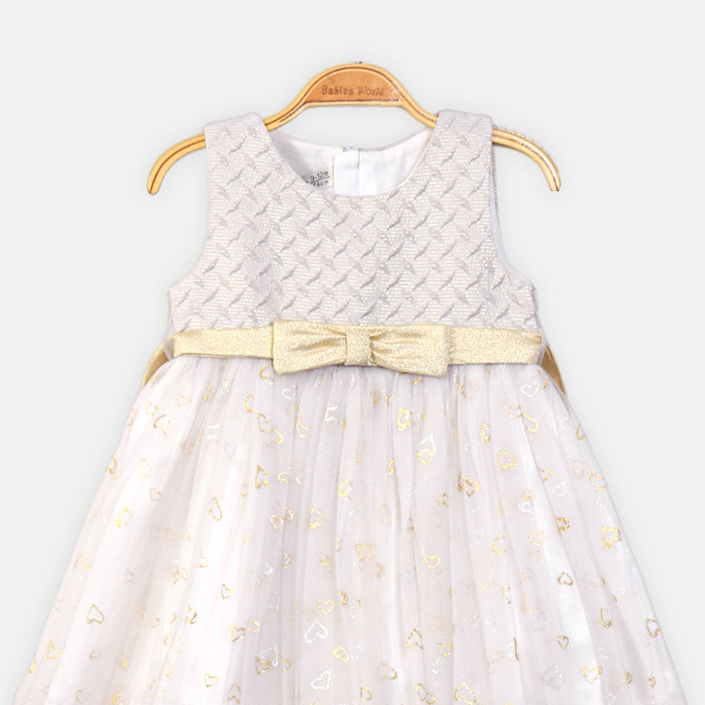 FANCY FROCK WHITE WITH GOLD HEARTS