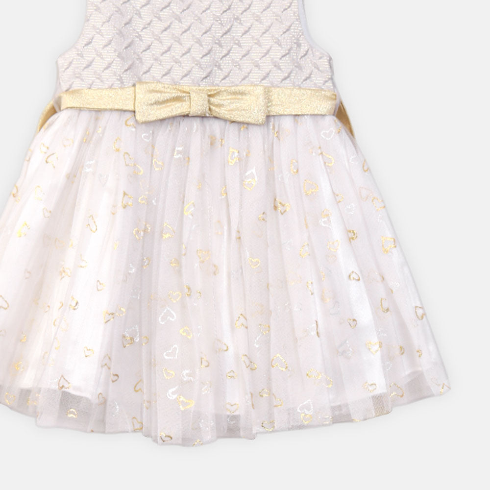 FANCY FROCK WHITE WITH GOLD HEARTS