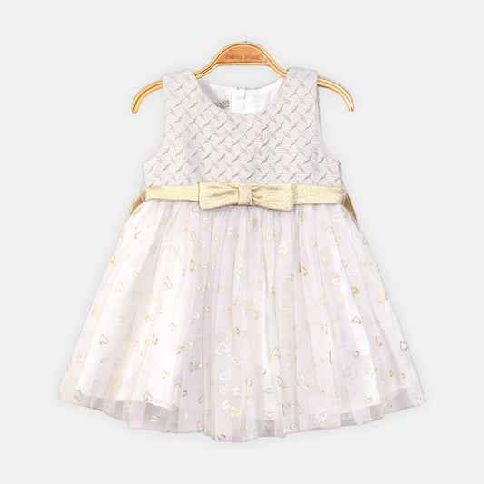 FANCY FROCK WHITE WITH GOLD HEARTS