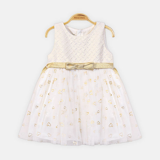 FANCY FROCK WHITE WITH GOLD HEARTS