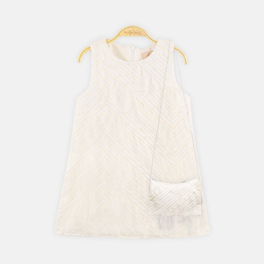 GIRL TOP OFF WHITE SEQUIN