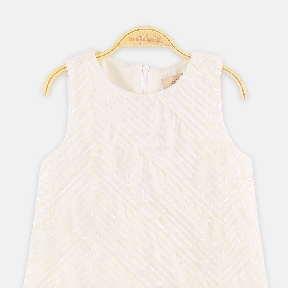 GIRL TOP OFF WHITE SEQUIN