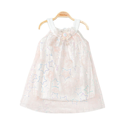 FANCY FROCK PEACH SEQUINED STARS