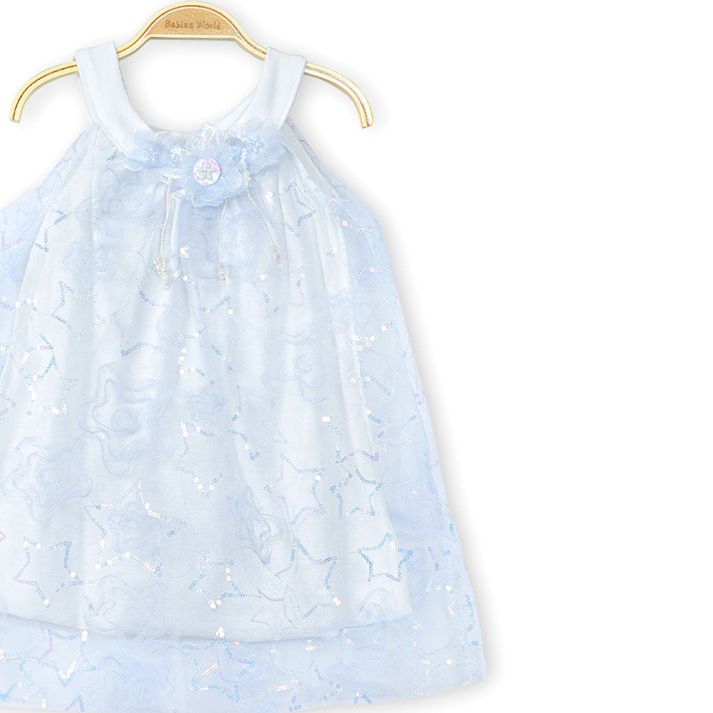 FANCY FROCK BLUE SEQUINED STARS