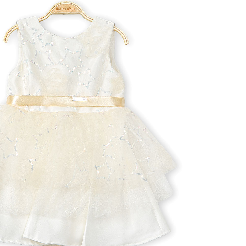 FANCY FROCK OFF-WHITE SEQUINED STARS TULLE