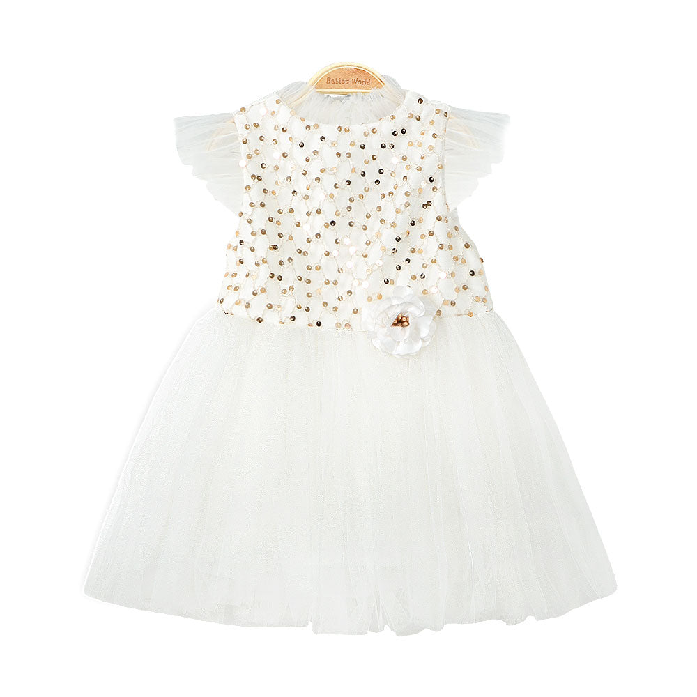 FANCY FROCK CREAM SEQUINS TULLE