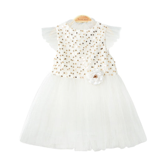 FANCY FROCK CREAM SEQUINS TULLE