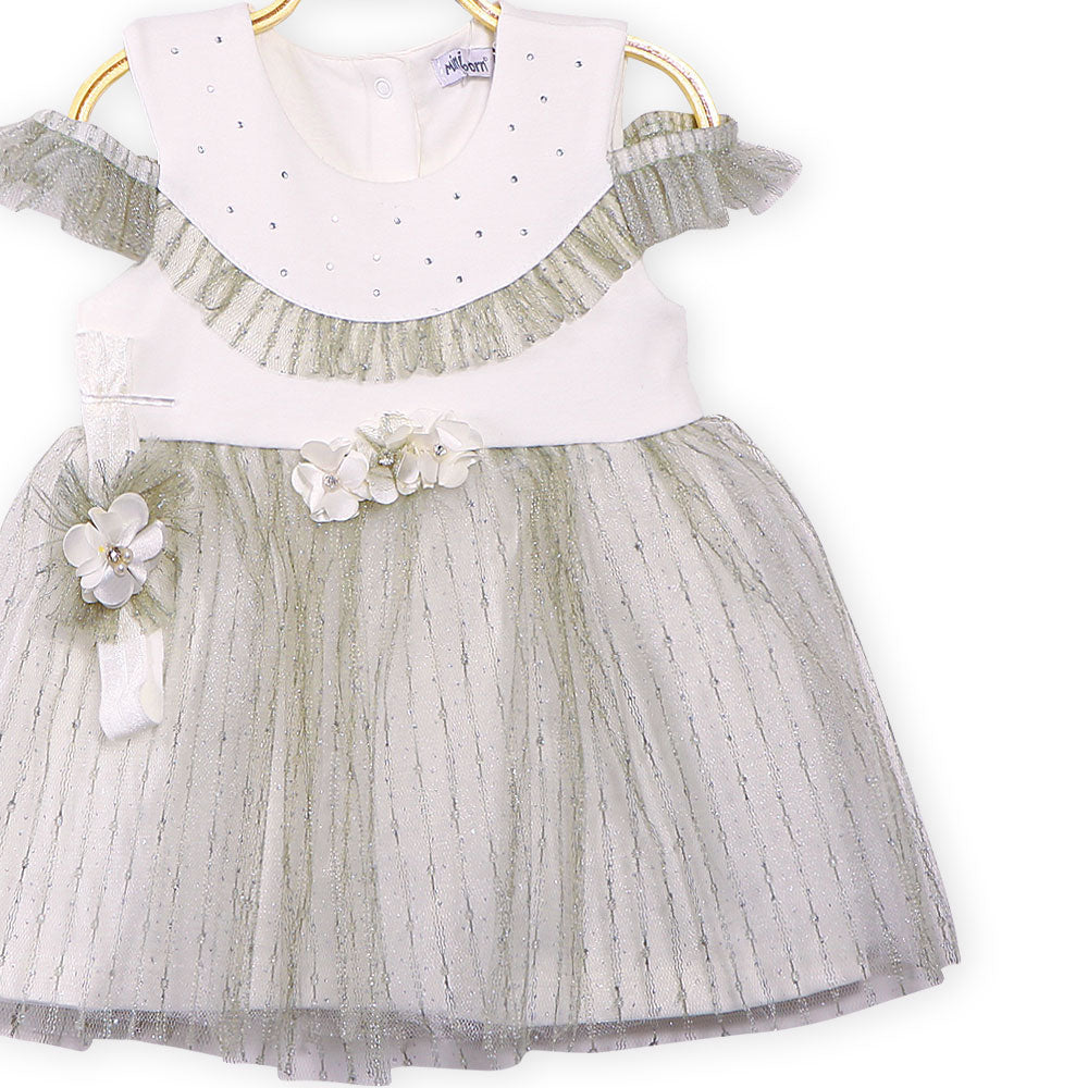 FANCY FROCK GREEN SHIMMERY FLORAL